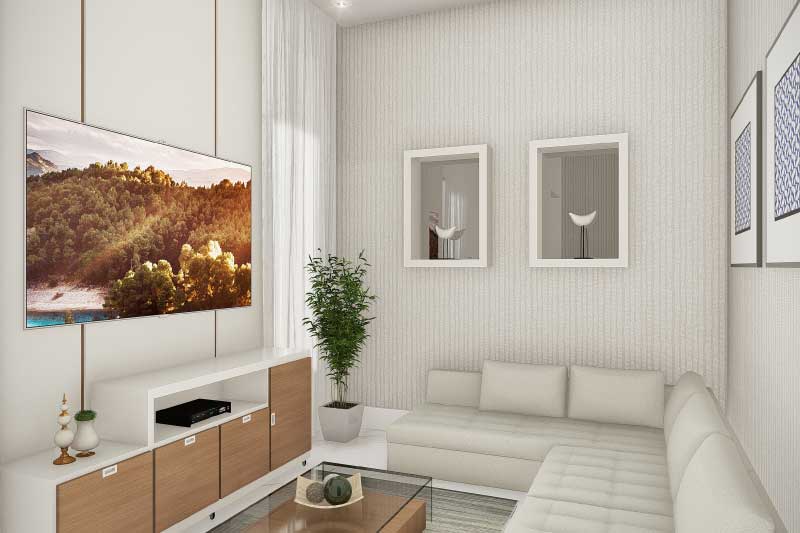 Sala de TV pequena e moderna