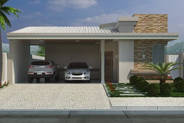 Modelo de casa com telhado aparente